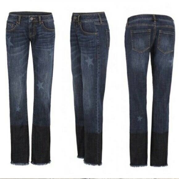 CAbi Jeans Slim Boyfriend Style 3937 Star Print Raw Hem Women's   -  Size:  2 - Picture 1 of 16